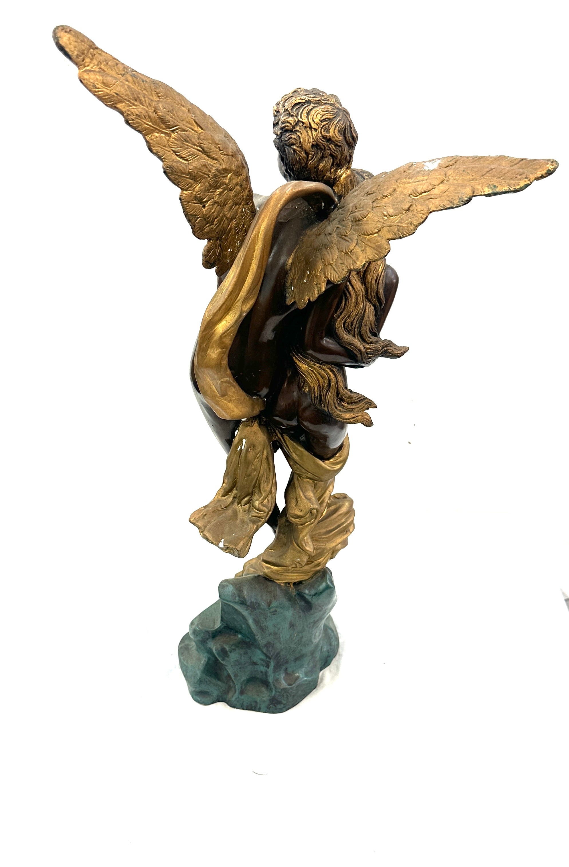 Heavy brass cold painted angel nude figure, approximate height 26 inches - Bild 4 aus 4