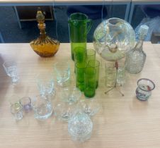 Selection of glassware includes decanters etc