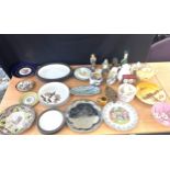 Selection of miscellaneous to include wall plates, lady figures, tea pots etc