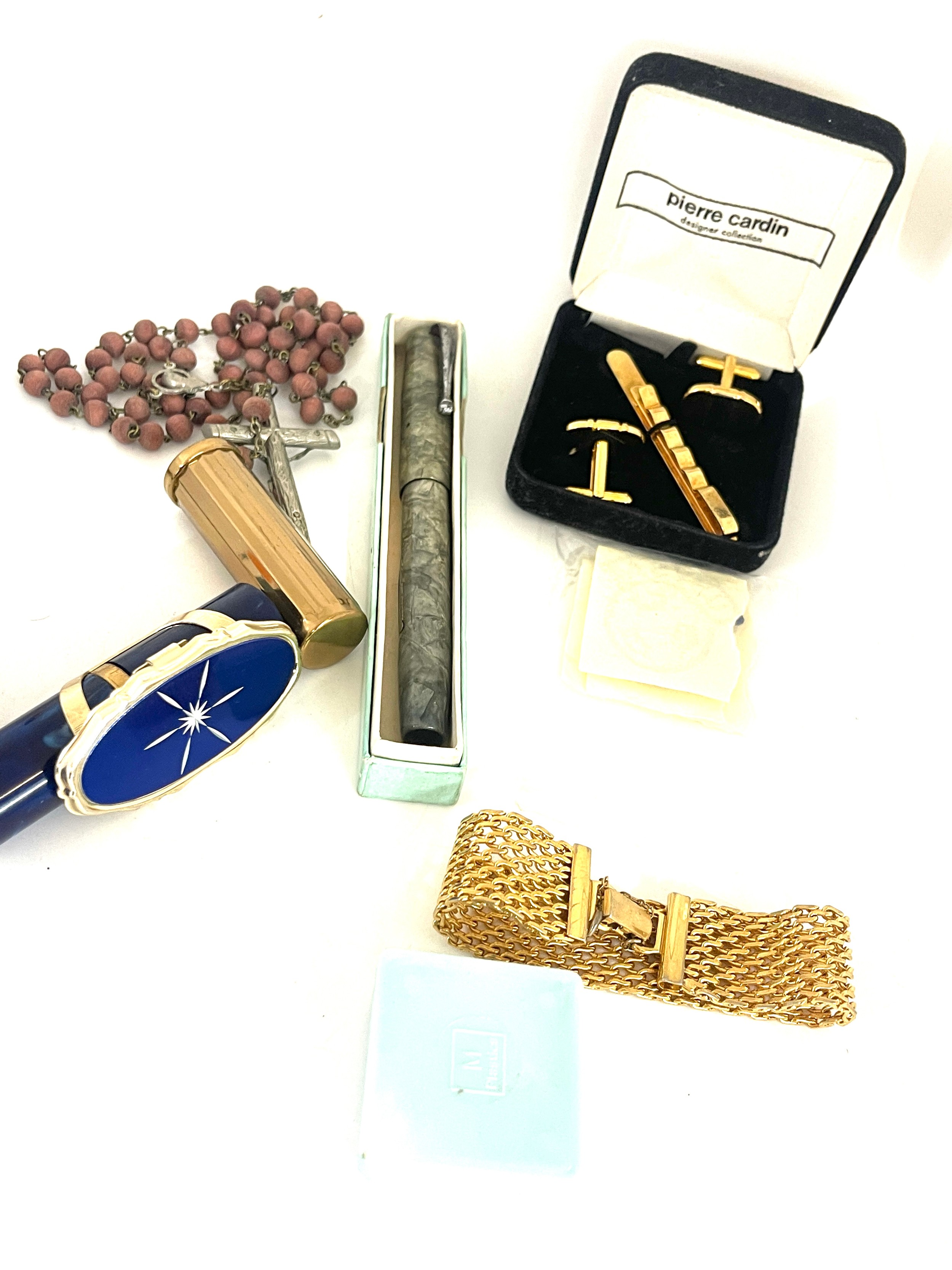 Selection of miscellaneous costume jewellery includes Lipstick holders, 14ct gold nib fountain pen - Image 3 of 8