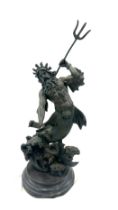 Vintage bronzed figure of Briseida God of the Sea overall height 15 inches