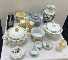 Selection of miscellaneous includes vases, tea pot, denby, royal Worcester etc