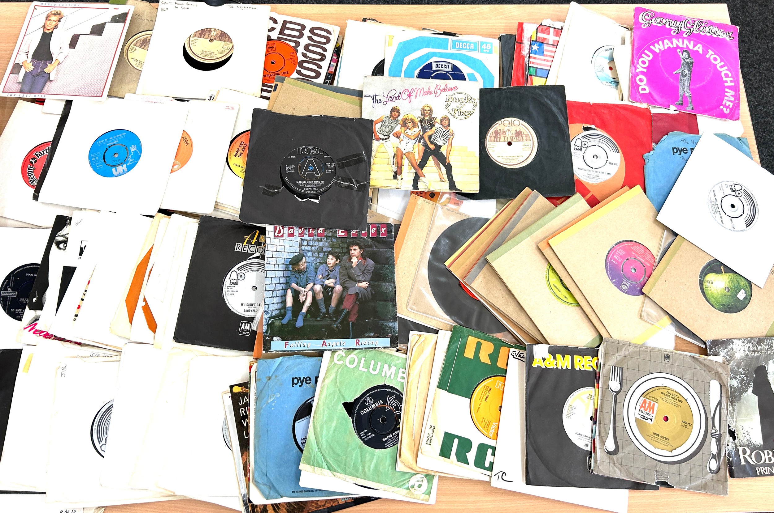 large selection of 45's records to include Liquid gold, Abba etc approximately 200