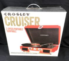 Boxed Crosley Cruiser 3 Speed portable turntable, untested