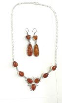 Selection of silver amber set jewellery