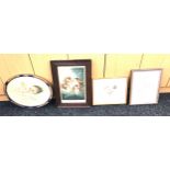 Selection of framed prints, largest measures approximately 18 inches by 13 inches