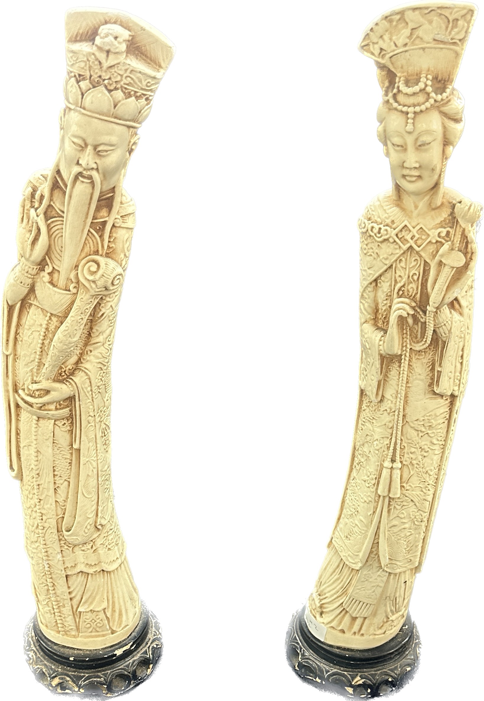 Pair of oriental chinese figures a/f height 24 inches tall - Image 4 of 4