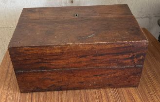 Antique mahogany writing slope measures approx 9 inches tall, 19 wide and 12 deep