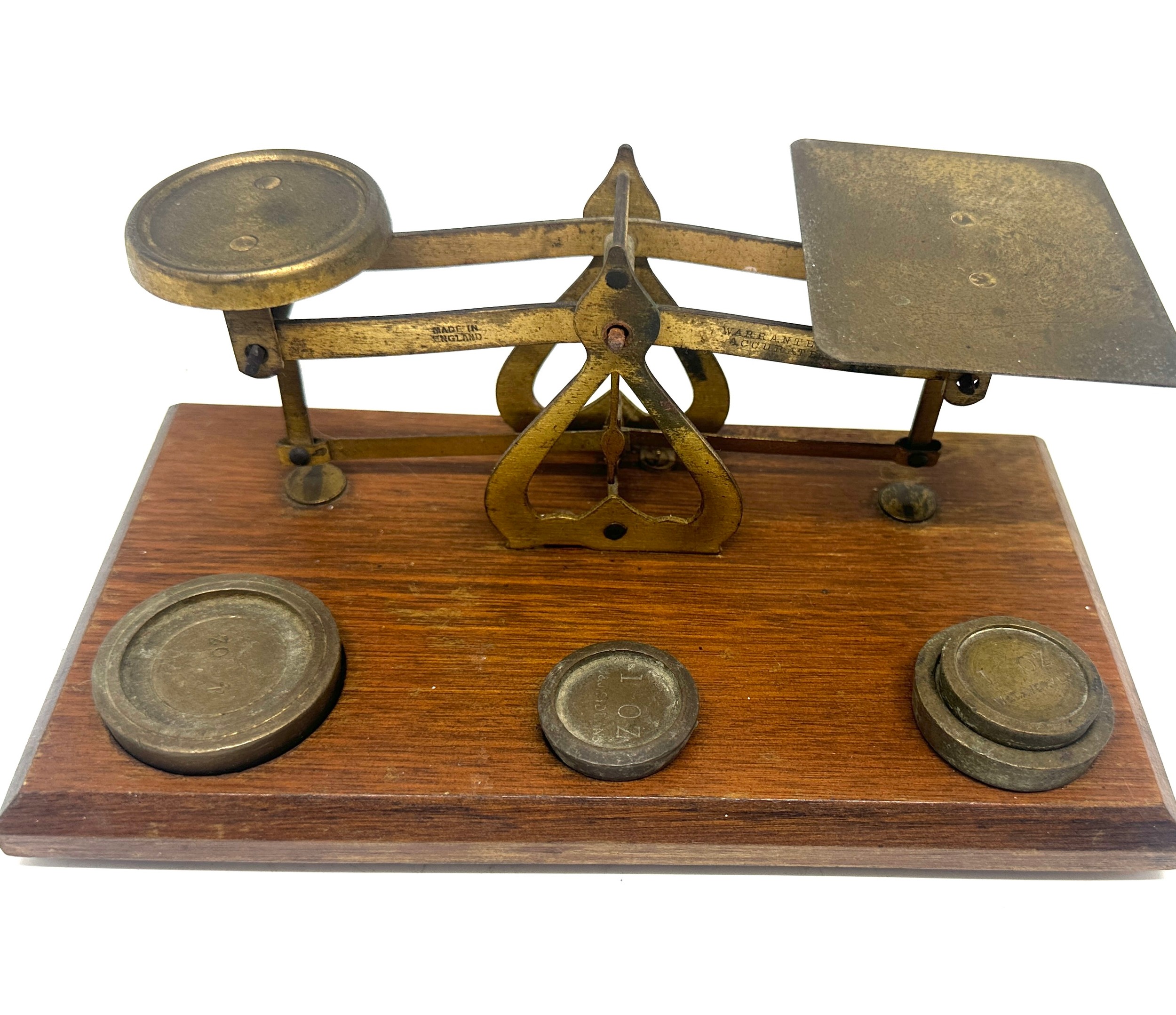 Set of vintage brass scales and weights - Image 3 of 3