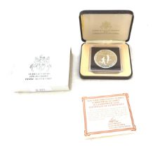 Cased 1978 Turks and Caicos Islands commonwealth games 20 crown silver proof coin with COA