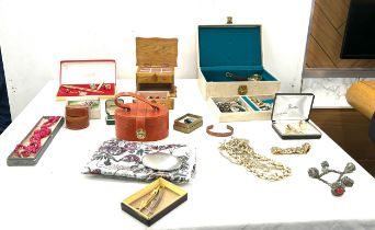 Large selection of vintage and later costume jewellery includes earrings etc