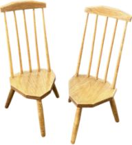 Pair of three legged hall chairs measures approx 31 inches