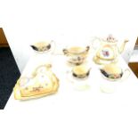 Selection of assorted pottery includes cheese dish, candle stick etc