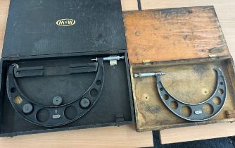 2 Cased Moore and Wright, 7-8 inch, 10-11inch Micrometers Metric no 971