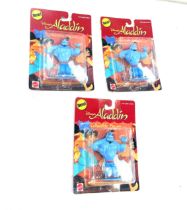 3 x Mattel Disneys Aladdin Genie figures, all in original packaging