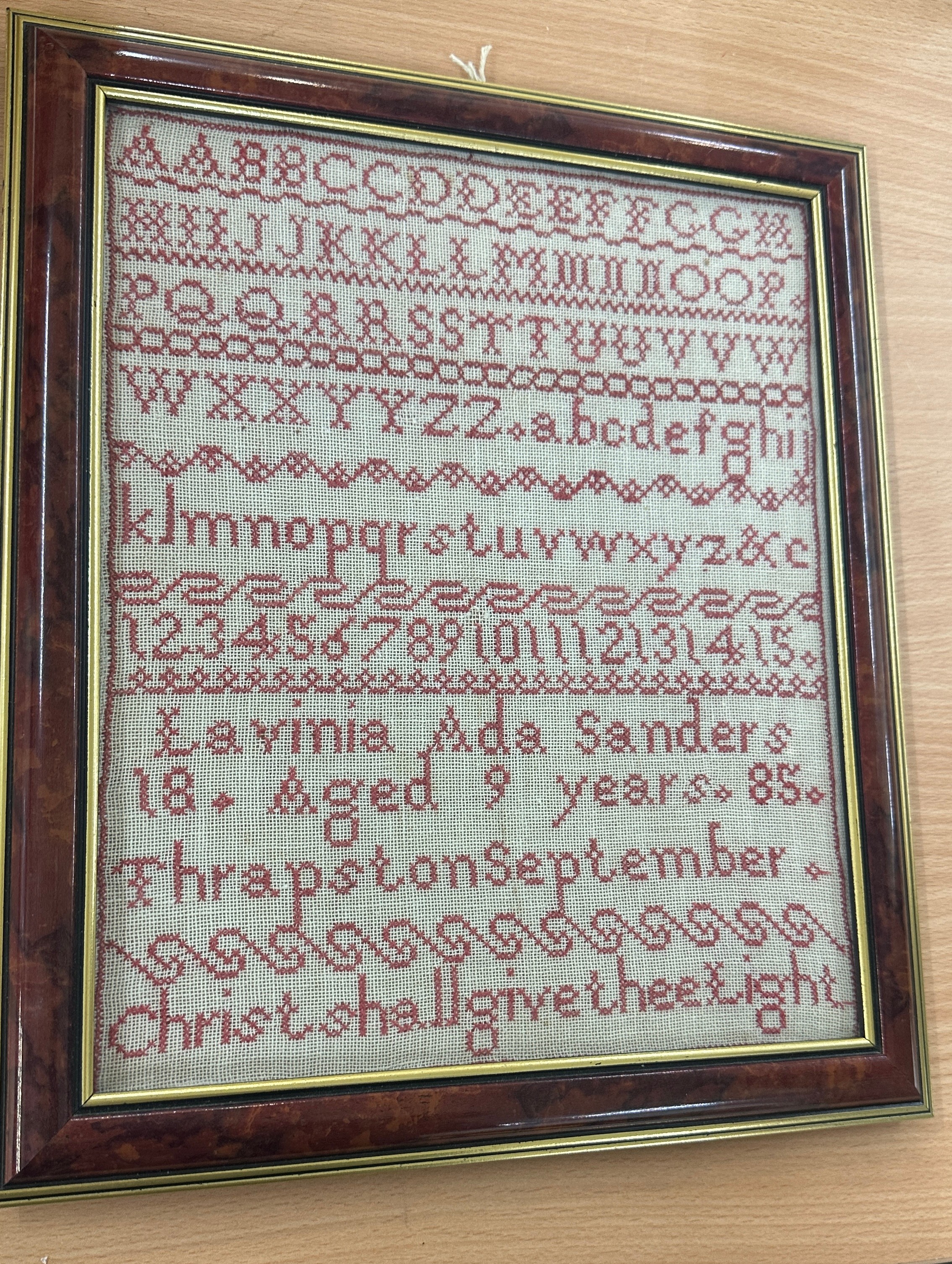 Vintage framed sampler, frame measures approximately 13.5 x 12 inches - Image 3 of 3