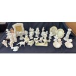 Large selection of Cherub figures includes candle sticks, photo framed etc