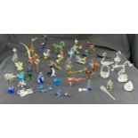 Large selection of coloured glass animals