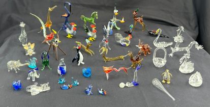 Large selection of coloured glass animals