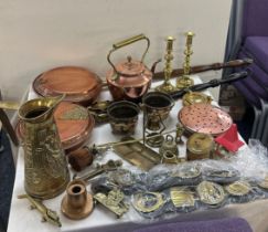 Selection of brass and copper ware