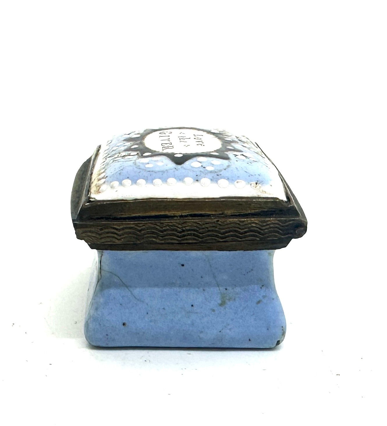 Georgian Bilston enamel patch box (love the Giver) - Image 3 of 6