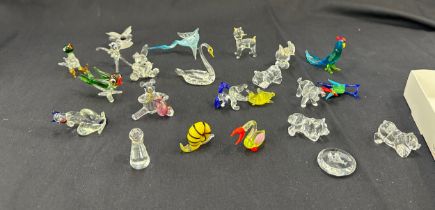 Tray of coloured glass animals