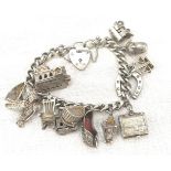 Vintage silver charm bracelet, approximate weight 71g