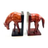 Large leather horse bookends 10 inches by 5 inches colour difference visible