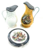 2 Vintage porcelain and metal water jugs
