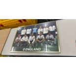 Framed England photo measures approximately 25 x 37 inches