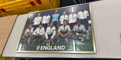 Framed England photo measures approximately 25 x 37 inches