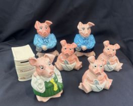 Selection of Natwest moneybox pigs, Royal Doulton money box