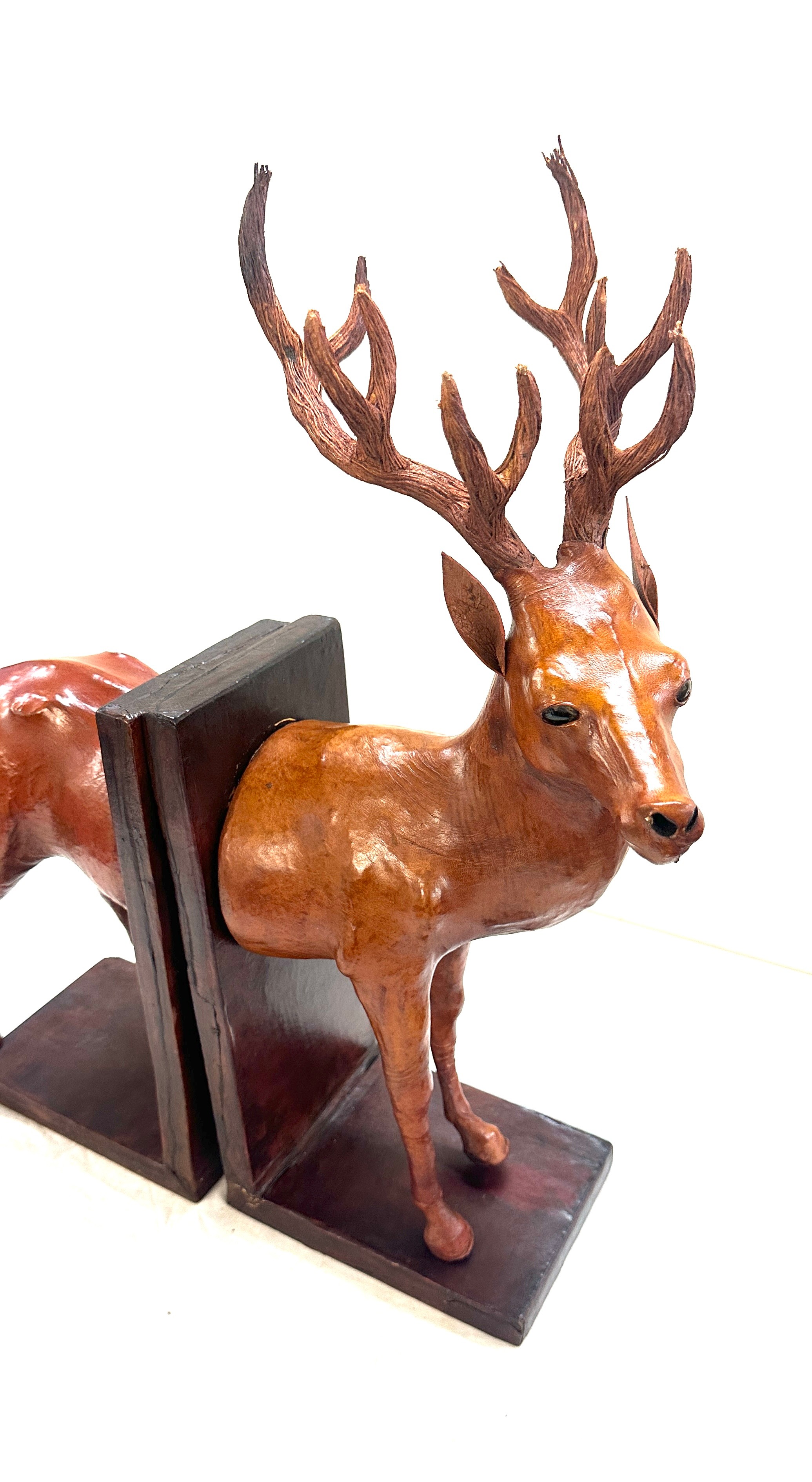 Large leather Reindeer bookends 6 inches by 21 inches - Image 4 of 4