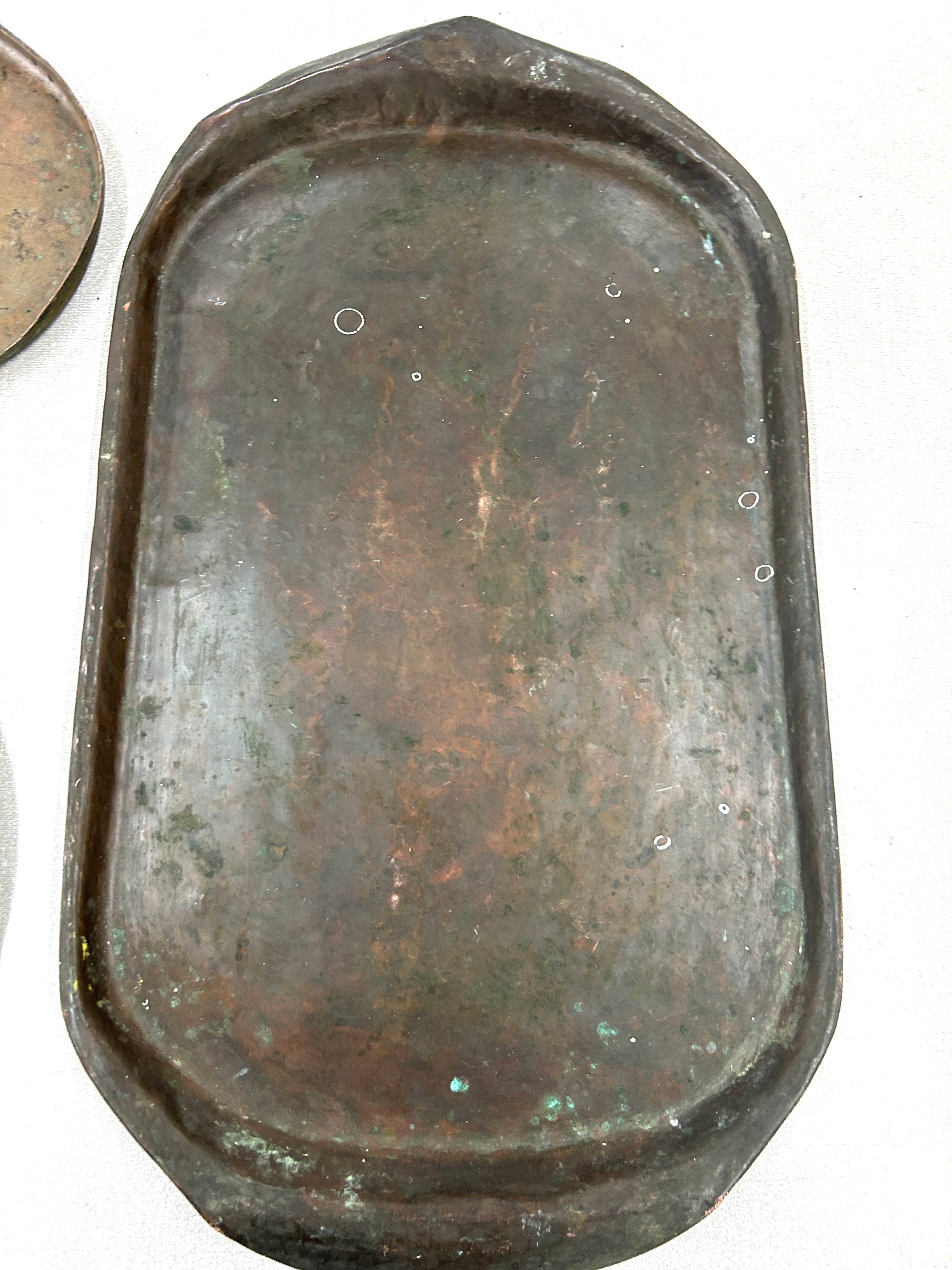 Three vintage copper trays, 13 inches wide 25 inches long - Image 2 of 4