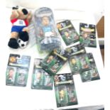 Selection of football characters, bobble head, Subbuteo 63000 set etc