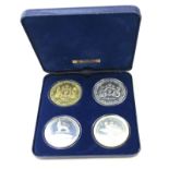 Pobjoy Mint set of 4, 25th anniversary Crown coins in a presentation set