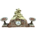 Vintage French Onyx Clock garniture