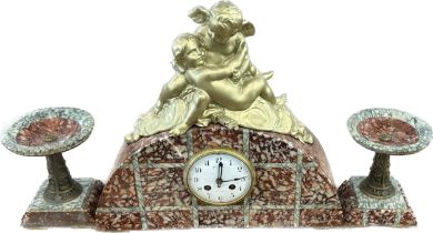 Vintage French Onyx Clock garniture