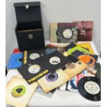 Selection of cased 45's to include artists David Bowie, Leo Sayer, Pink Floyd, Steve Wonder etc