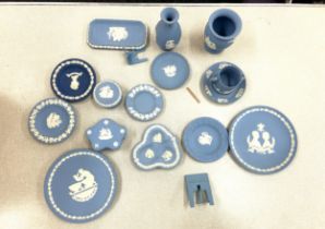 Selection of Wedgwood Jasperware to include miniature vase, plates, trays etc