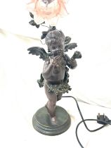 Resin cherub lamp stamped Art D France overall height 25 inches tall