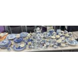 Large selection of vintage and later blue and white pottery