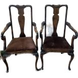 Pair of antique Queen Anne carver chairs