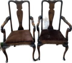 Pair of antique Queen Anne carver chairs
