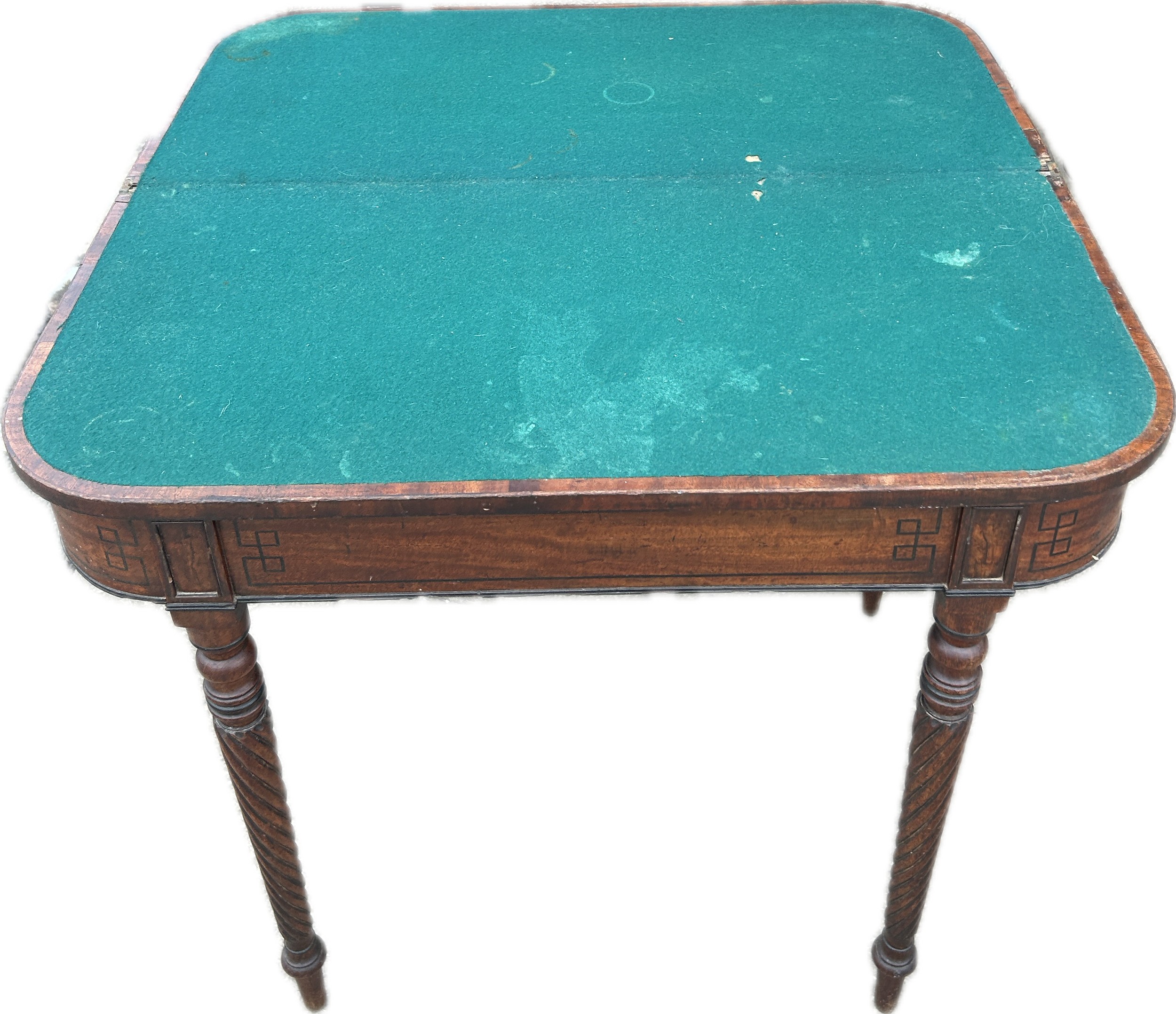 Antique hall/games table measures approx 30 inches tall, 34 wide when open - Image 2 of 2