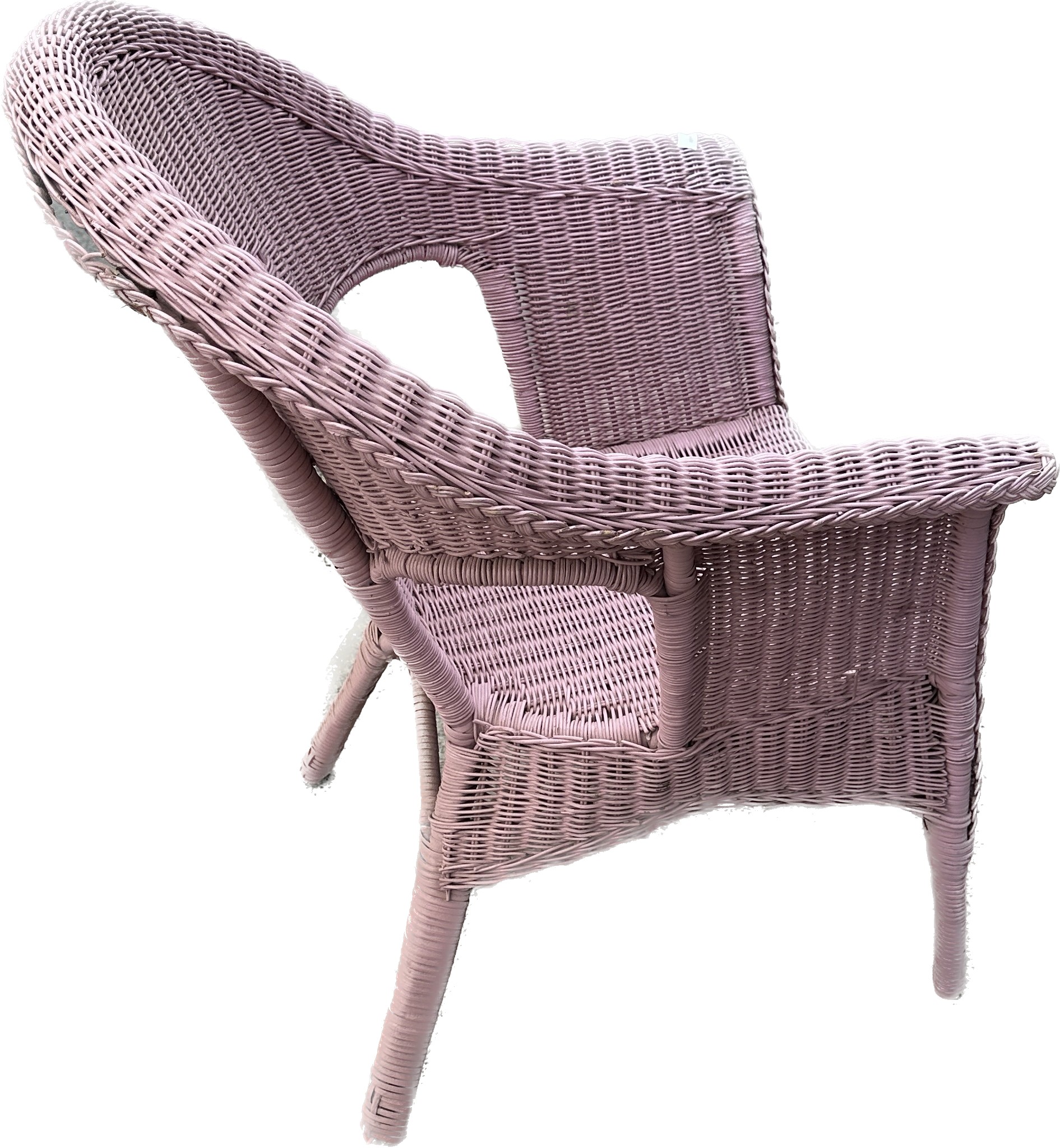 Wicker pink painted bedroom chair - Image 3 of 3