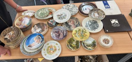 Large selection of assorted collectors plates includes wedgwood etc