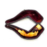 Vintage cased amber cheroot holder
