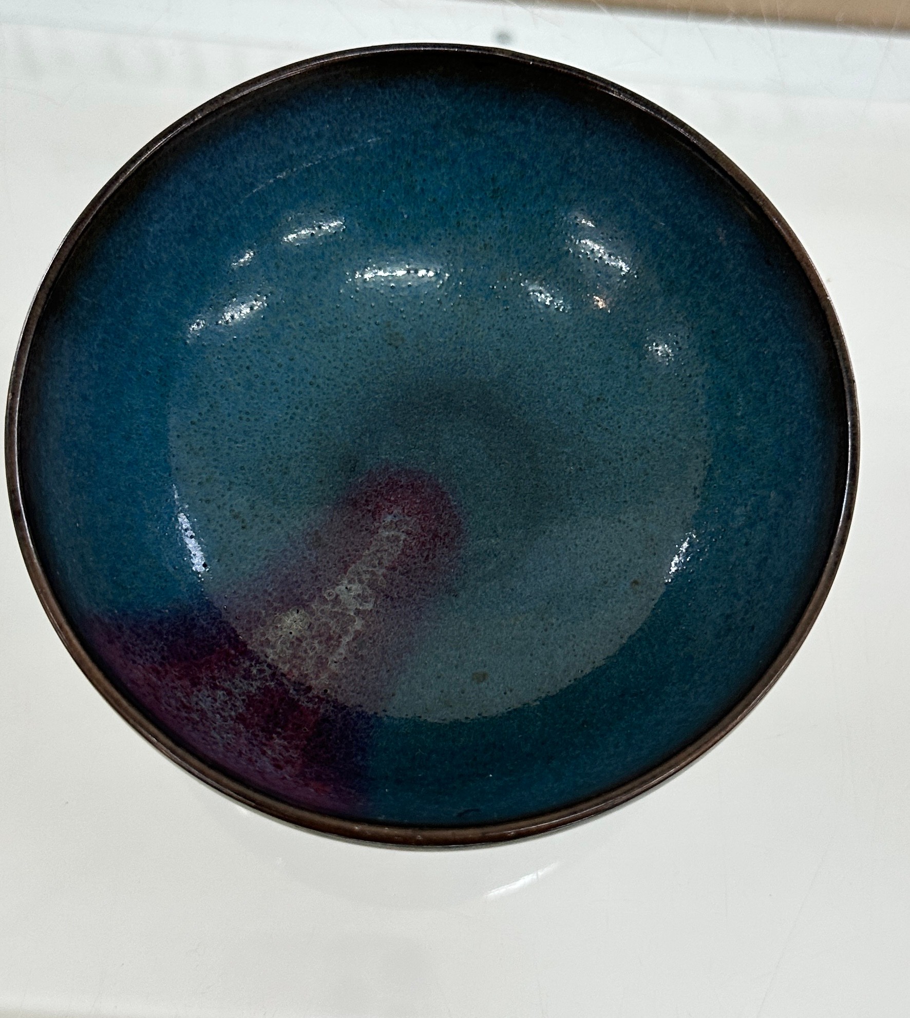 Oriental glazed bowl, no marks to base - measures approx 2.5 inches tall by 5 inches diameter - Image 2 of 4