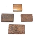 Selection of carved Indian design wooden boxes